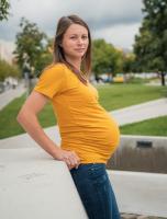 Těhotenské tričko krátký rukáv - Hořčicové