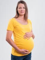 Těhotenské tričko krátký rukáv - Žluté