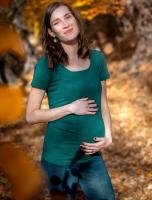 Tehotenské tričko krátky rukáv – Tmavozelené